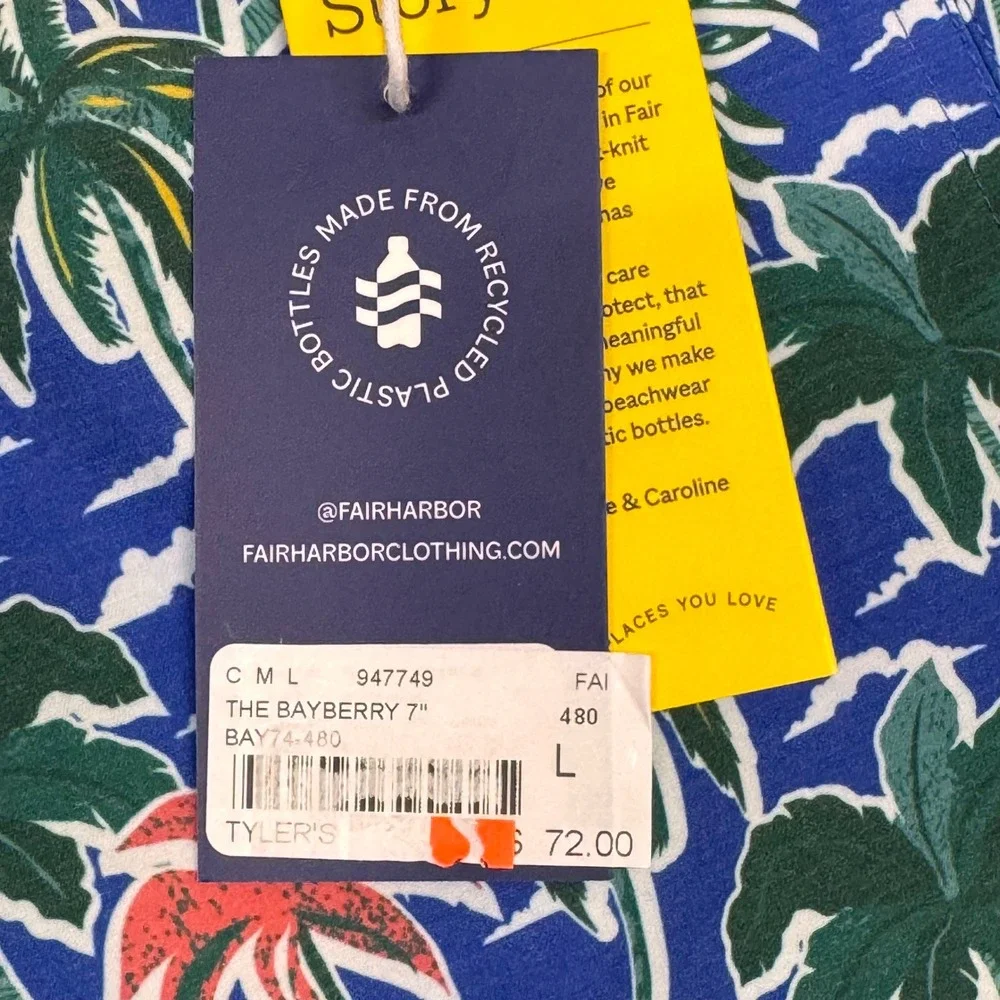 Fair Harbor The Bayberry Mens Swim Trunks Blue Tropical Palm 7